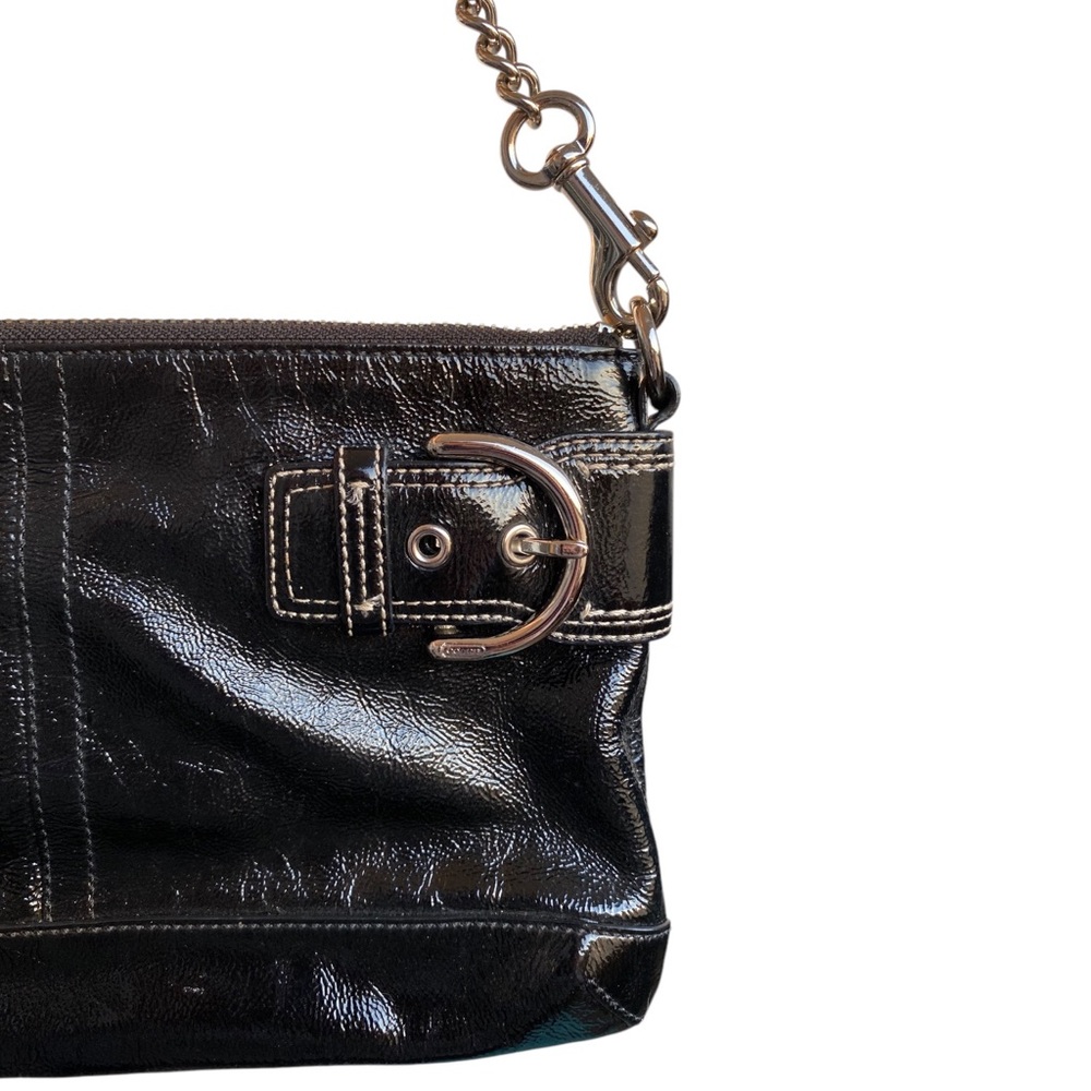 Coach Soho Chain Buckle Patent Black Leather Clutch Handbag - Picture 4 of 12